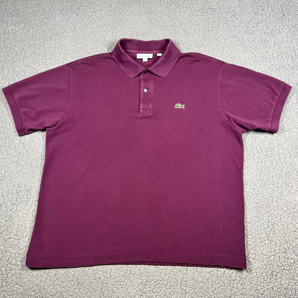 Lacoste Polo Shirt Mens XL Classic Fit Short Sleeve Pique Maroon Preppy